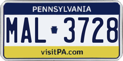 PA license plate MAL3728