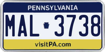 PA license plate MAL3738