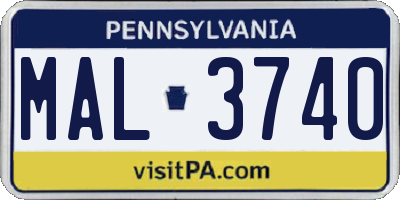 PA license plate MAL3740