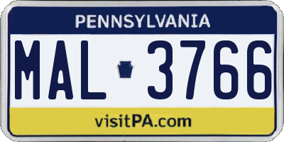 PA license plate MAL3766
