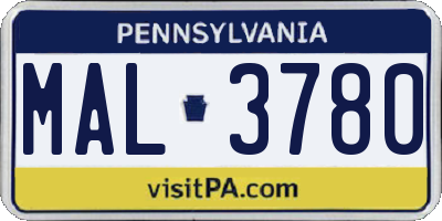 PA license plate MAL3780