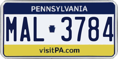 PA license plate MAL3784