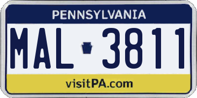 PA license plate MAL3811