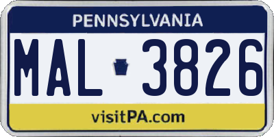 PA license plate MAL3826