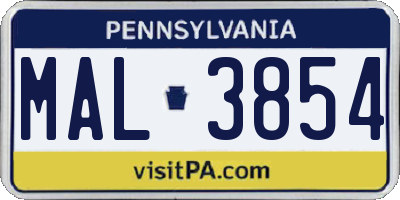 PA license plate MAL3854