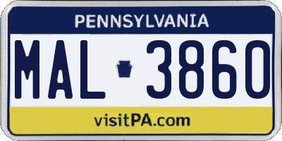 PA license plate MAL3860