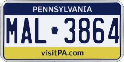 PA license plate MAL3864
