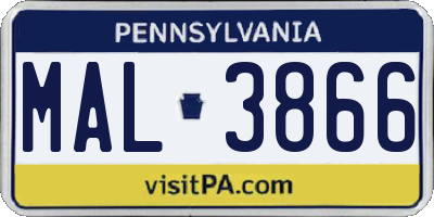 PA license plate MAL3866