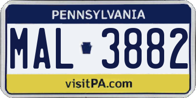 PA license plate MAL3882