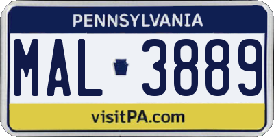 PA license plate MAL3889