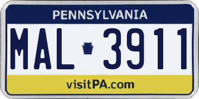 PA license plate MAL3911
