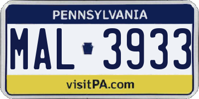 PA license plate MAL3933