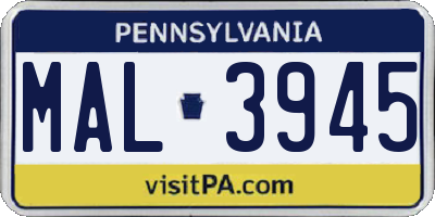 PA license plate MAL3945
