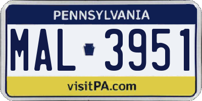 PA license plate MAL3951
