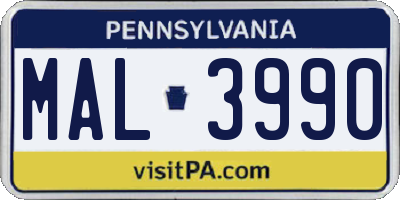 PA license plate MAL3990
