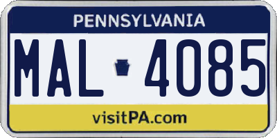 PA license plate MAL4085