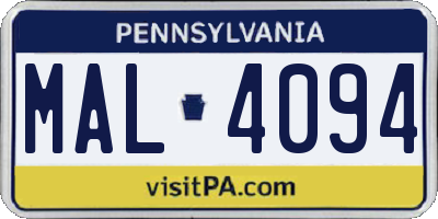 PA license plate MAL4094