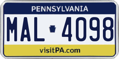 PA license plate MAL4098