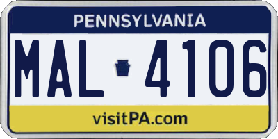 PA license plate MAL4106
