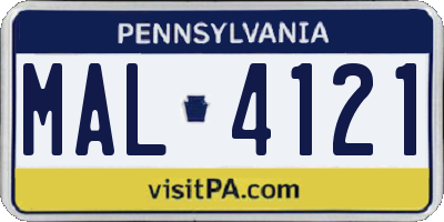 PA license plate MAL4121