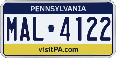 PA license plate MAL4122