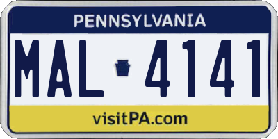 PA license plate MAL4141