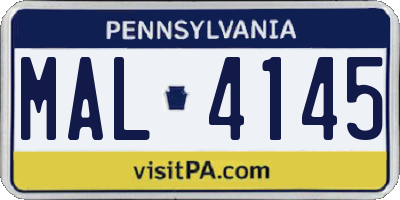PA license plate MAL4145