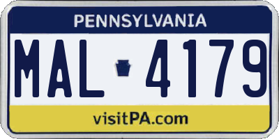 PA license plate MAL4179