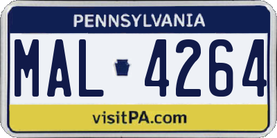 PA license plate MAL4264