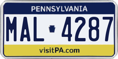 PA license plate MAL4287