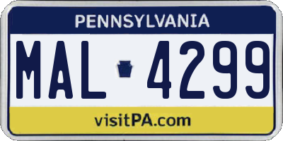 PA license plate MAL4299