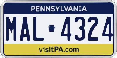 PA license plate MAL4324