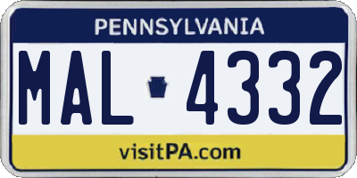 PA license plate MAL4332