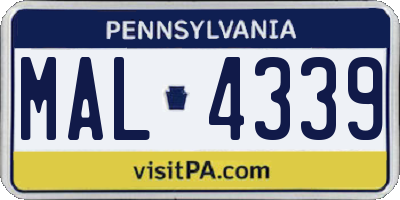 PA license plate MAL4339