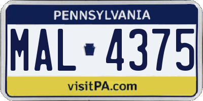 PA license plate MAL4375