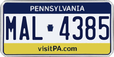 PA license plate MAL4385