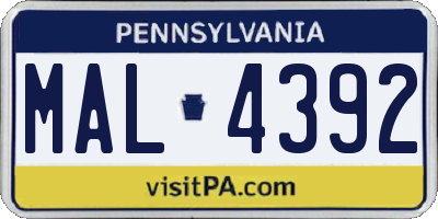 PA license plate MAL4392