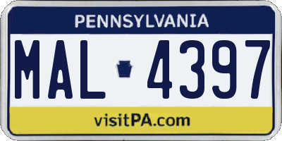 PA license plate MAL4397