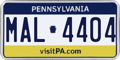 PA license plate MAL4404