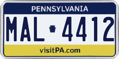 PA license plate MAL4412