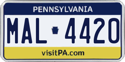 PA license plate MAL4420