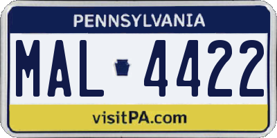 PA license plate MAL4422