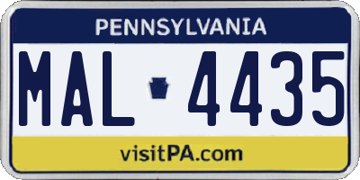 PA license plate MAL4435
