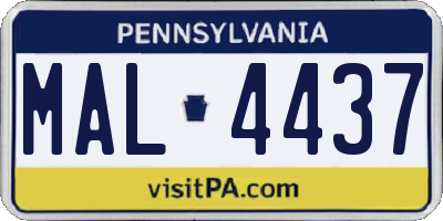 PA license plate MAL4437