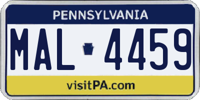 PA license plate MAL4459