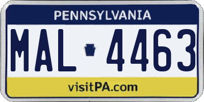 PA license plate MAL4463