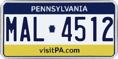 PA license plate MAL4512