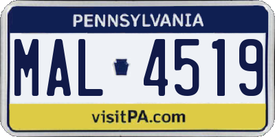 PA license plate MAL4519