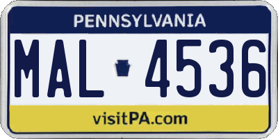 PA license plate MAL4536