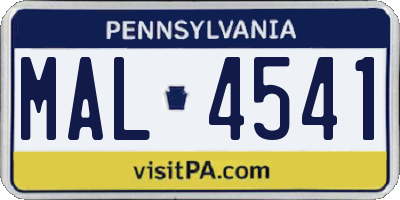 PA license plate MAL4541